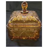 Vintage Indiana Glass Amber Bee Box