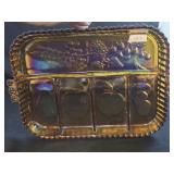 Vintage Indiana Glass Amber Carnival Relish Tray
