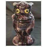 Imperial Glass Purple Slag Owl Lidded Toby Jar