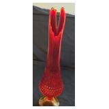 Vintage Fenton Amberina Swung Pedestal Vase