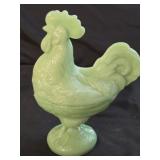 Jadeite Rooster Covered Candy Dish