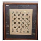 Framed Cross-stitch Alphabet Sampler