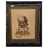 Framed Square Hummel Peasant Boy Crewel