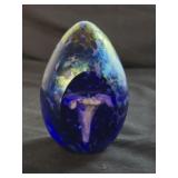 Signed Glass Eye Egg Paperweight