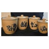 Vintage Pfaltzgraff Folk Art Stoneware Canisters
