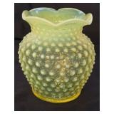 Imperial Glass Uranium Opalescent Hobnail Vase