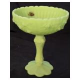 Vintage Fenton Satin Uranium Custard Compote