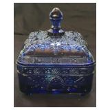 Vintage Indiana Glass Cobalt Blue Bee Box
