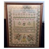 Large Framed Needlework Sampler