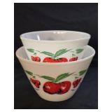 Fire King Apples & Cherries 2pc. Mixing Bowls