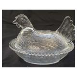 Vintage Indiana Glass Clear Hen on Nest