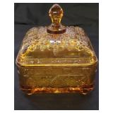 Vintage Indiana Glass Amber Bee Box