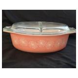 Vintage Pyres Pink Daisy Casserole Dish w/Lid