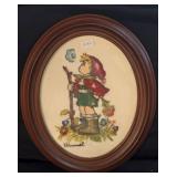 Framed Oval Hummel Peasant Boy Crewel