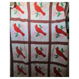 Cardinal Quilt w/Pink Flowers