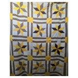 Yellow & Brown Pinwheel Stars Quilt