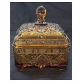 Vintage Indiana Glass Amber Bee Box