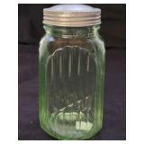 Vintage Anchor Hocking Ribbed Uranium Glass Shaker