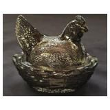 Rosso Smoke Glass Mini Hen on Nest