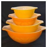 Vintage Pyrex Daisy Sunflower 4pc. Mixing Bowls