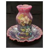 Vintage Fenton Plum Opalescent Fairy Lamp