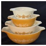 Vintage Pyrex Butterfly Gold 4pc.  Mixing Bowls