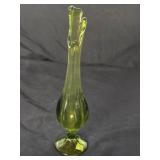 Viking Glass Green 6 Petal Swung Vase