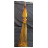 Vintage Empoli Amber Aztec Genie Bottle w/Stopper