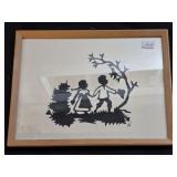 Vintage Hand Cut Paper Silhouette Framed