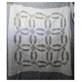 Blue Double Wedding Ring Quilted Comforter