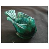Vintage Degenhart Green Slag Glass Bird Salt