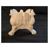 Jeannette Glass Shell Pink Birds Candle Holder