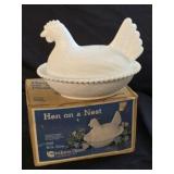 Vintage Indiana Glass Milk Glass Hen on Nest