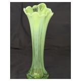 Vintage Northwood Green Opalescent Swung Vase