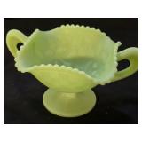 Vintage Fenton Satin Uranium Custard Compote