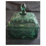 Vintage Indiana Glass Evergreen Bee Box