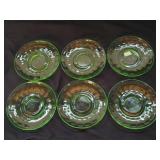 Set of 6 Federal Uranium Glass Saucers