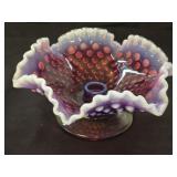 Vintage Fenton Plum Hobnail Footed Candle Holder