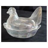Fenton Iridescent Clear Frosted Hen on Nest