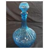 Vintage Empoli Peacock Blue Diamond Decanter