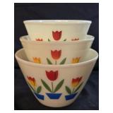 Vintage Fire King 3pc. Tulip Mixing Bowls