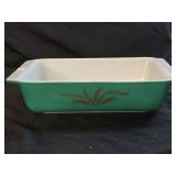 Vintage Pyrex Promo Green Wheat Casserole Dish