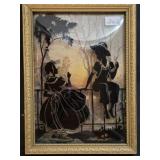 Vintage Framed Convex Glass Reverse Silhouette