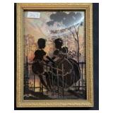 Vintage Framed Convex Glass Reverse Silhouette