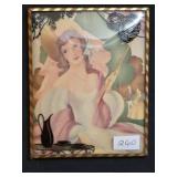 Vintage Framed Convex Glass Reverse Silhouette