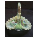 Fenton Willow Green Opalescent Basket