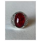 Men's Cabochon Red Stone Vintage Ring