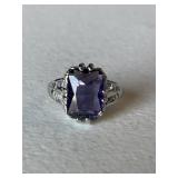 Estate Large Solitaire Amethyst Cocktail Ring