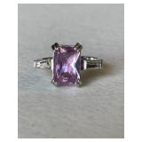 Pink Ice Emerald Cut Dinner Ring