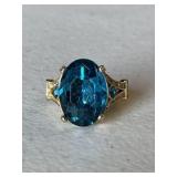 Large Ornate Estate Caribbean Quartz Dinner Ring